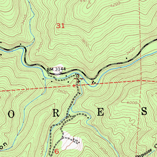 Topographic Map of Jim Crow Creek, CA