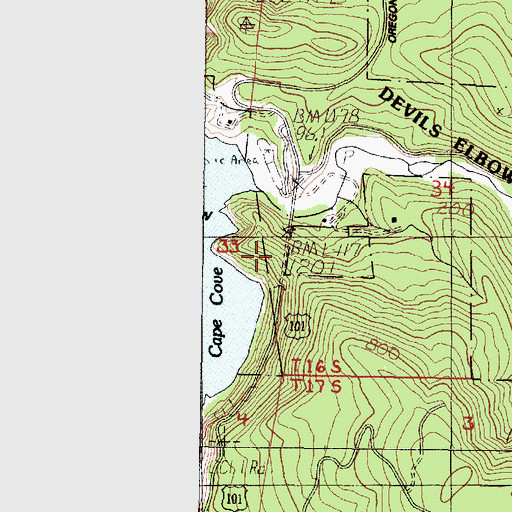 Topographic Map of Cape Creek Tunnel 3961, OR