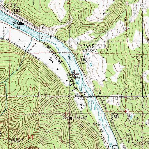 Topographic Map of Yellow Creek County Park Boat Ramp, OR
