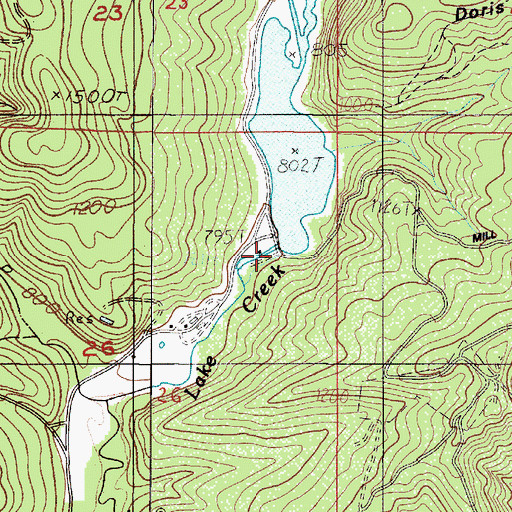 Topographic Map of Hult Reservoir, OR