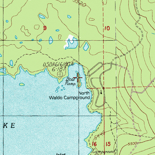 Topographic Map of North Waldo Boat Ramp, OR
