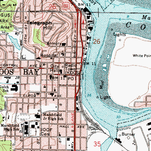 Topographic Map of Coos Bay City Dock North, OR