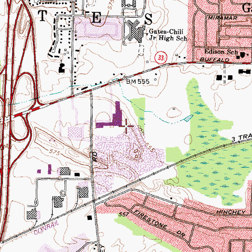 Topographic Map of Marway Circle Industrial Park, NY
