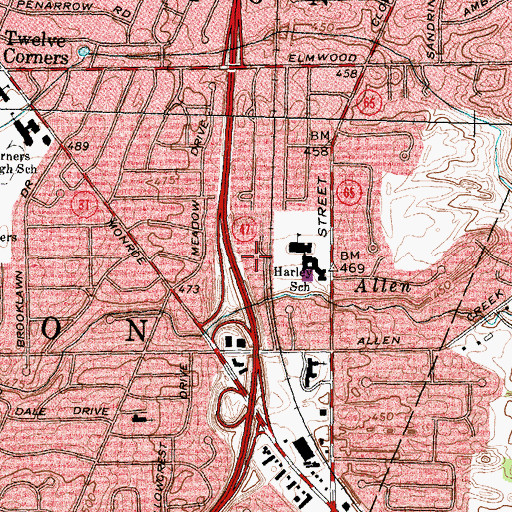 Topographic Map of Allens Creek Office Park, NY