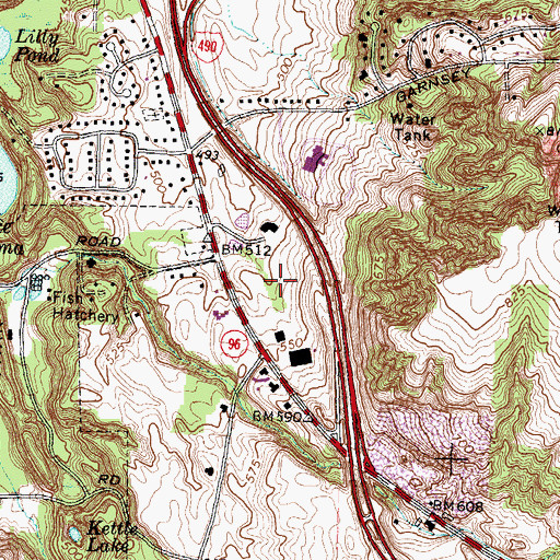 Topographic Map of Basin Park, NY