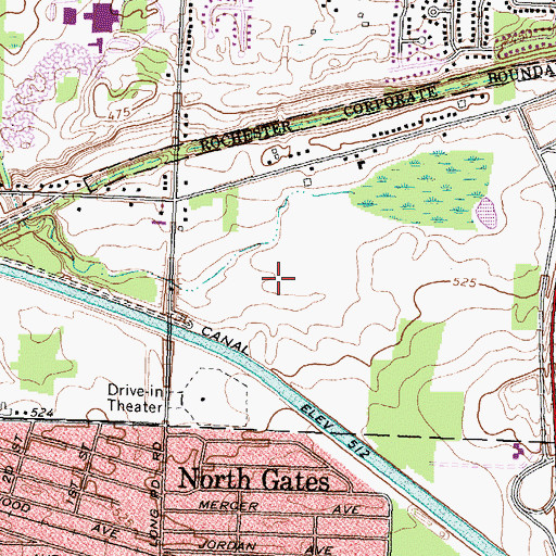 Topographic Map of Canal Ponds Business Park, NY