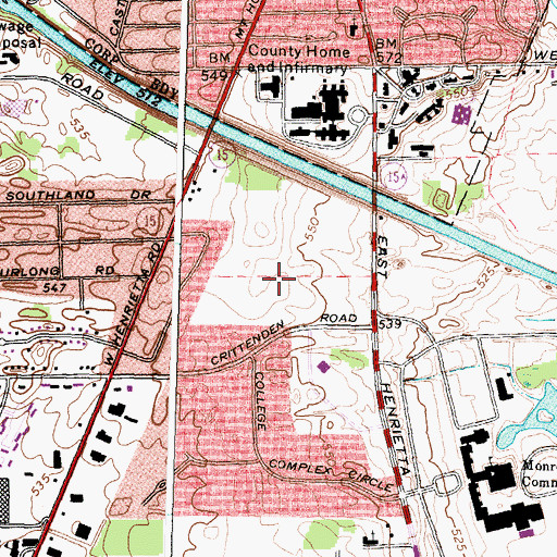 Topographic Map of Corporate Woods, NY