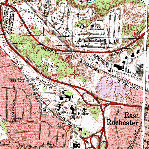 Topographic Map of Linden Oaks Office Park, NY
