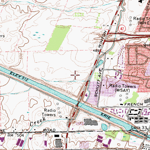 Topographic Map of Meridan Centre, NY