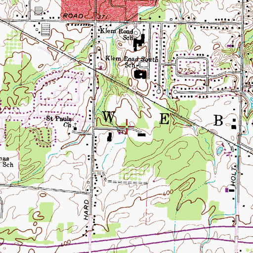 Topographic Map of Webster Woods Business Park, NY