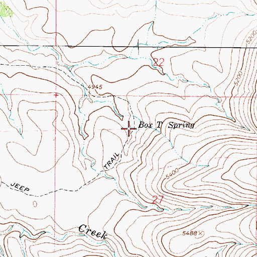 Topographic Map of Box T Spring, AZ