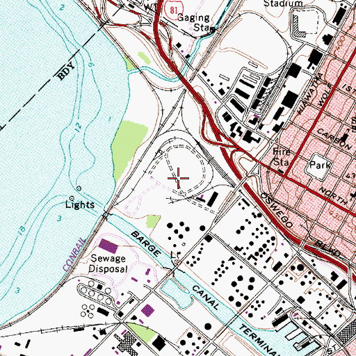 Topographic Map of Carousel Center Shopping Center, NY