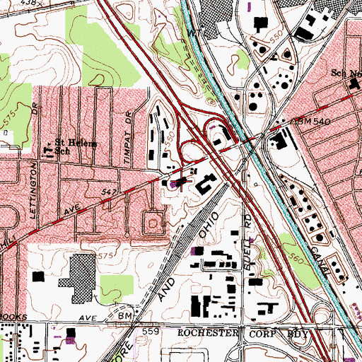 Topographic Map of Chili - Hinchey Plaza Shopping Center, NY