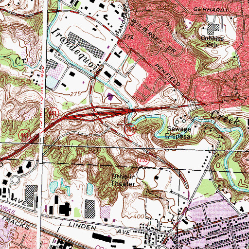 Topographic Map of Cliffside Common Shopping Center, NY