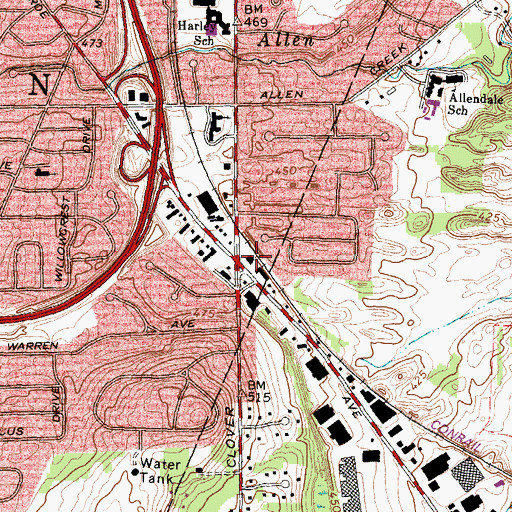 Topographic Map of Clover Commons Shopping Center, NY