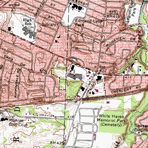 Topographic Map of Country Club Plaza Shopping Center, NY