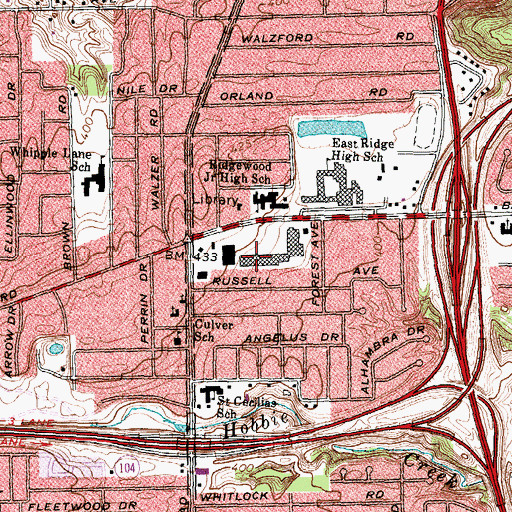 Topographic Map of Culver Ridge Plaza Shopping Center, NY