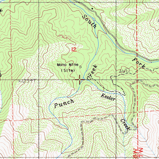 Topographic Map of Keeler Creek, CA