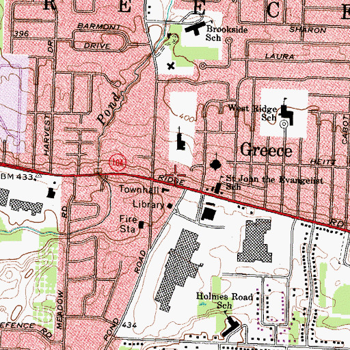 Topographic Map of Greece Towne Centre Shopping Center, NY