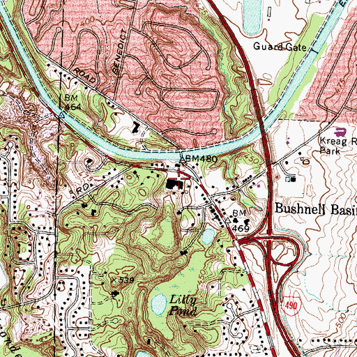 Topographic Map of Hitching Post Plaza Shopping Center, NY