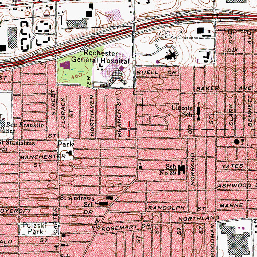 Topographic Map of North Park Plaza Shopping Center, NY
