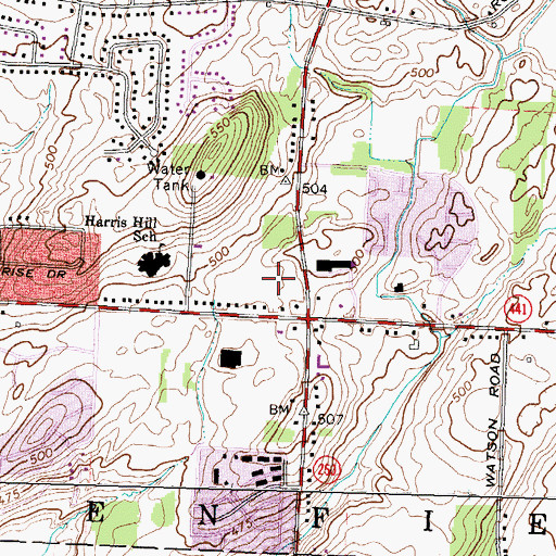 Topographic Map of Parkside Commons Shopping Center, NY