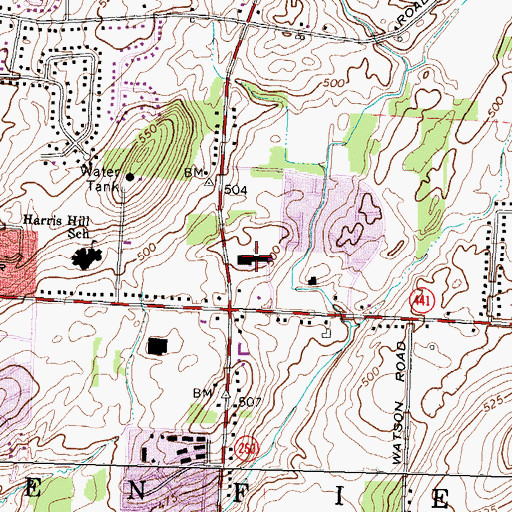 Topographic Map of Penn Fair Plaza Shopping Center, NY