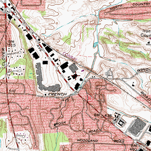 Topographic Map of Pittsford Colony Plaza Shopping Center, NY