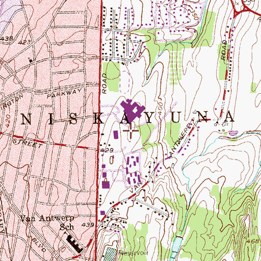 Topographic Map of Saint James Square Shopping Center, NY