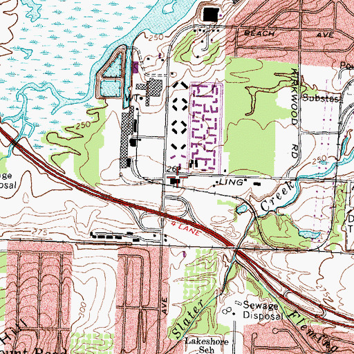 Topographic Map of Shoremont Plaza Shopping Center, NY
