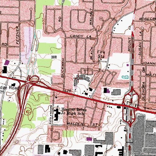 Topographic Map of Stoneridge Plaza Shopping Center, NY