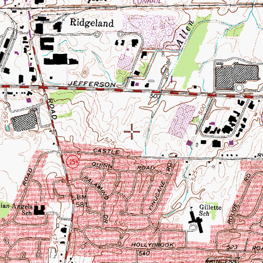 Topographic Map of The Commons Shopping Center, NY