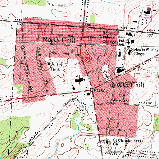 Topographic Map of Towne Plaza Shopping Center, NY