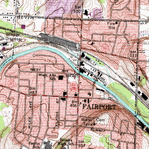 Topographic Map of Village Landing Shopping Center, NY