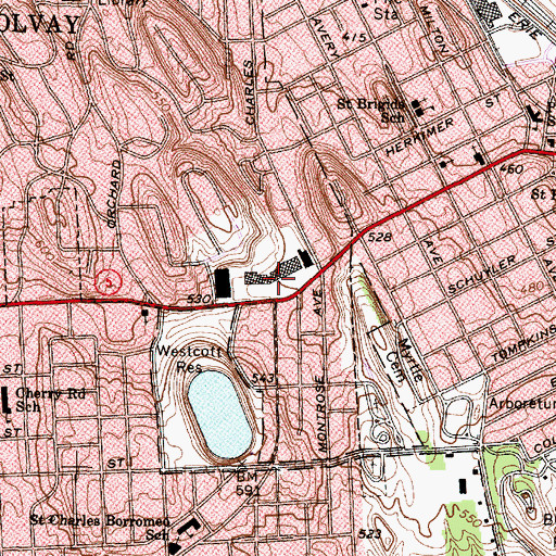 Topographic Map of Westvale Plaza Shopping Center, NY
