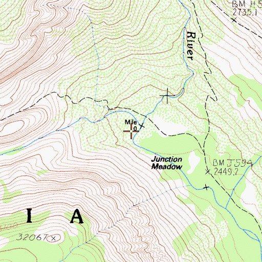 Topographic Map of Kern-Kaweah River, CA