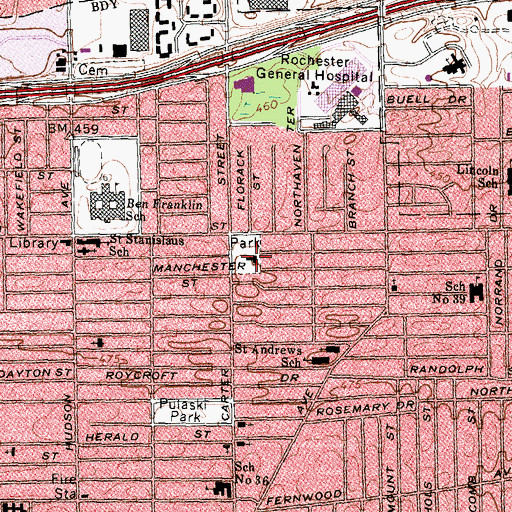 Topographic Map of Community Place of Greater Rochester, NY