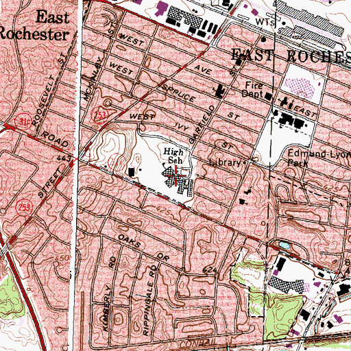 Topographic Map of East Rochester Junior - Senior High School, NY