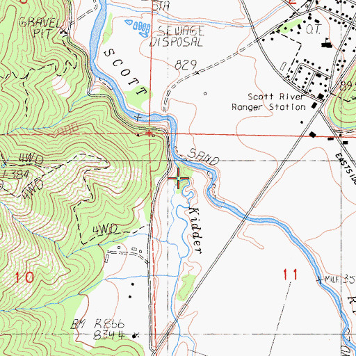 Topographic Map of Kidder Creek, CA