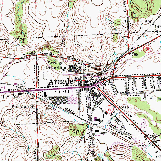 Topographic Map of Arcade Elementary School, NY