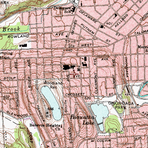 Topographic Map of Bellevue Elementary School, NY