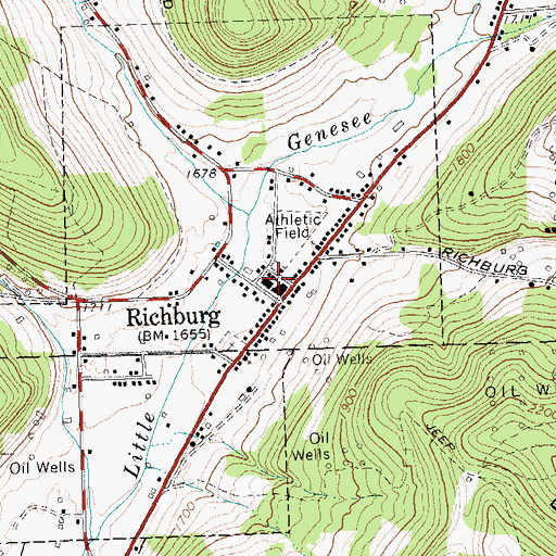Topographic Map of Bolivar - Richburg Elementary School, NY