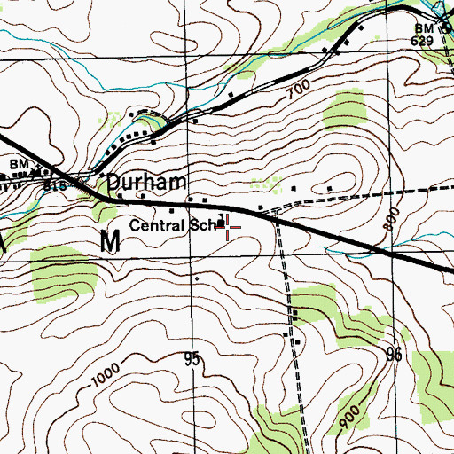 Topographic Map of Durham Elementary School, NY