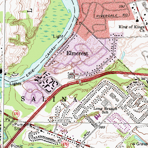 Topographic Map of Elmcrest Elementary School, NY