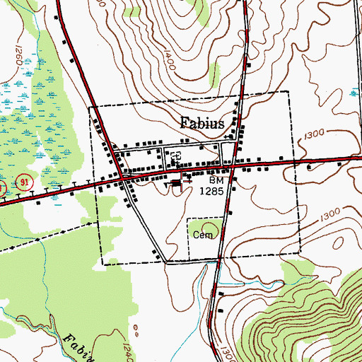 Topographic Map of Fabius - Pompey Elementary School, NY