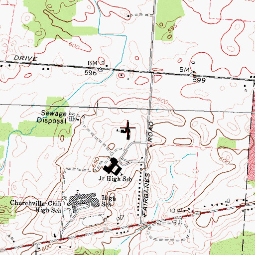 Topographic Map of Fairbanks Road Elementary School, NY