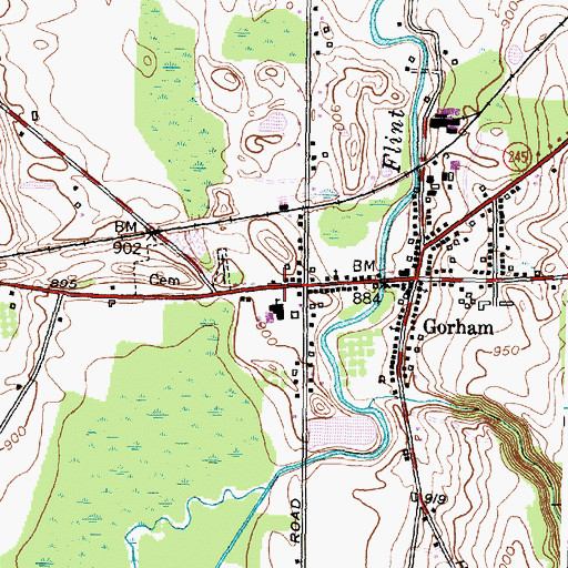 Topographic Map of Gorham Elementary School, NY