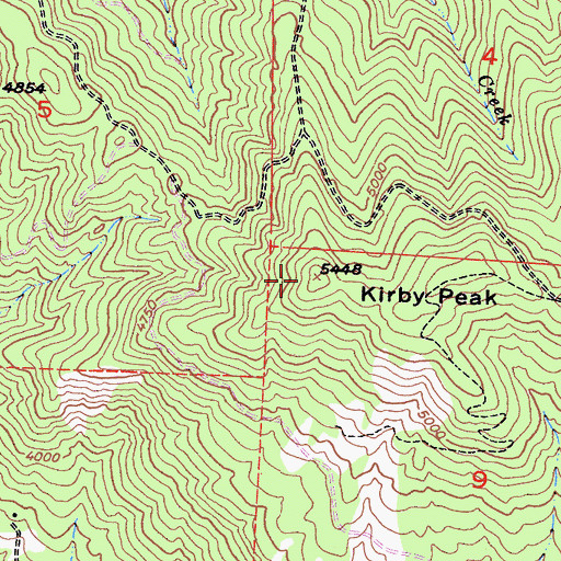 Topographic Map of Kirby Peak, CA