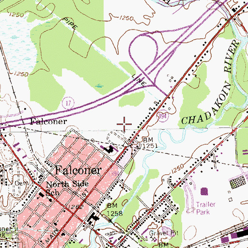Topographic Map of Harvey C Fenner Elementary School, NY