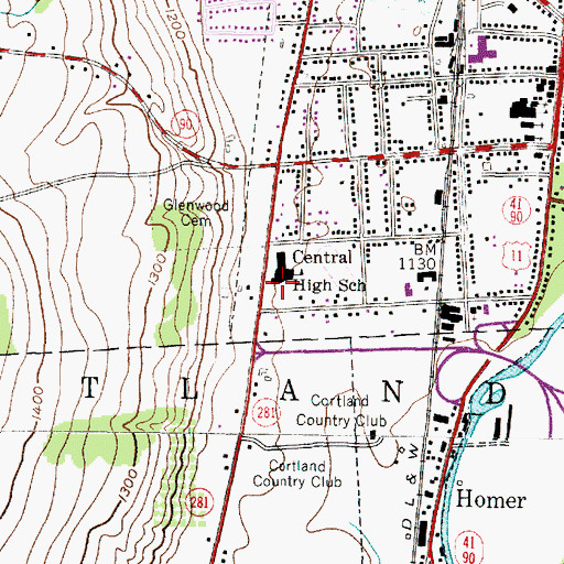Topographic Map of Homer Elementary School, NY